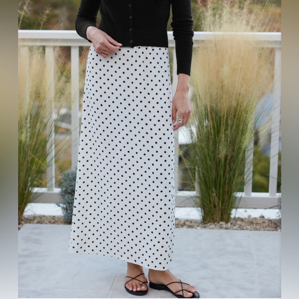 Jenni Kayne White Maxi Skirt with Black Polka Dots